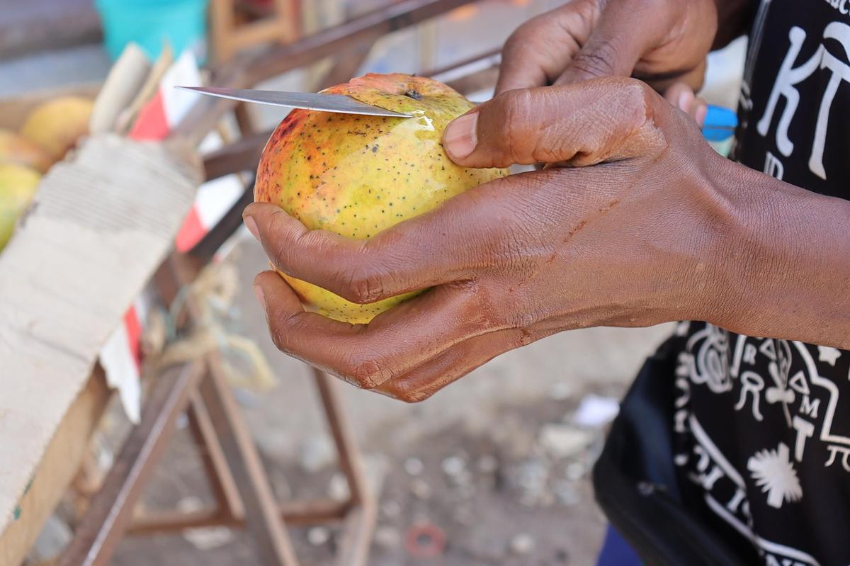 Fresh sliced mango served as a modest whole-fruit portion